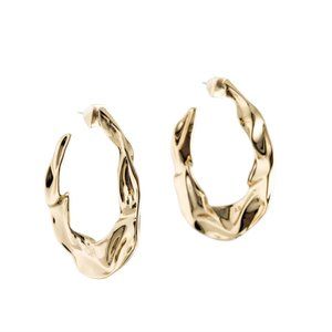 Alexis Bittar Yellow Gold Crumpled Hoop Earring